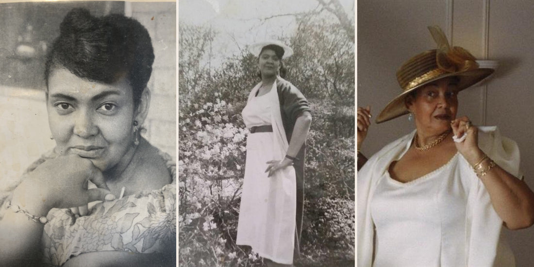 Three photographs of Marian Woodson showing her elegance, style, and grace across different stages of her life