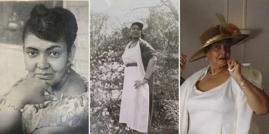 Three photographs of Marian Woodson showing her elegance, style, and grace across different stages of her life