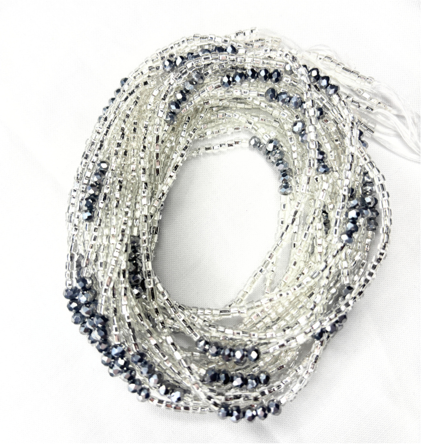 Silver Whisper Luxe Tie-On Waist Beads