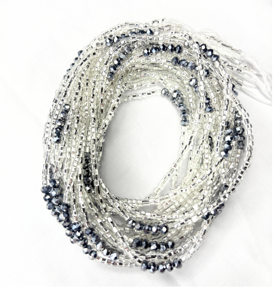 Silver Whisper Luxe Tie-On Waist Beads