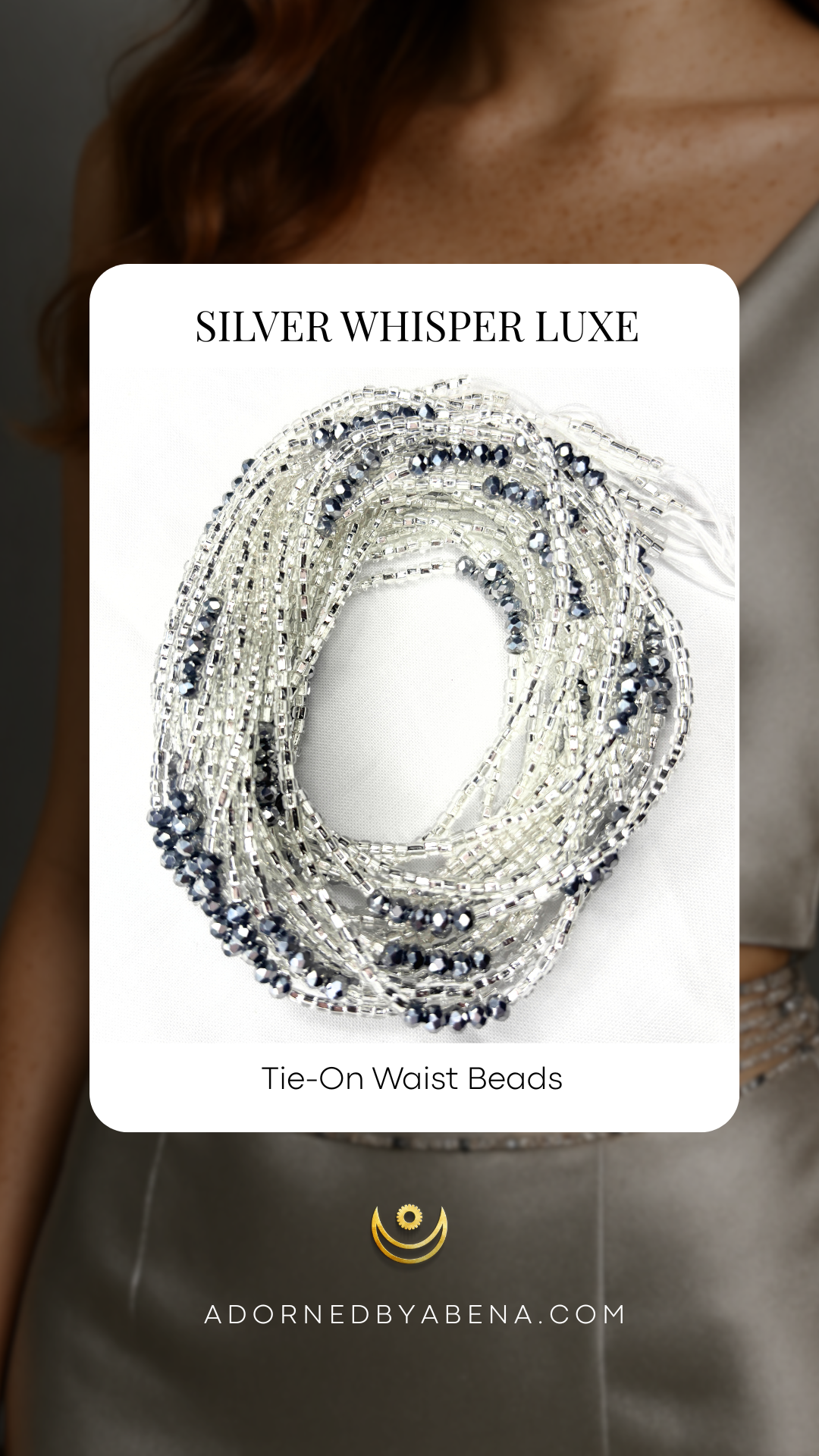 Silver Whisper Luxe Tie-On Waist Beads