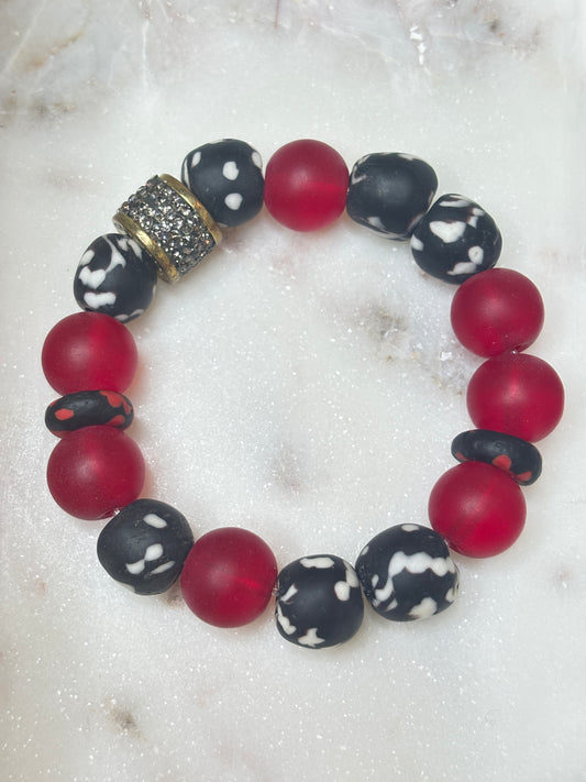 Crimson Passion – Bespoke Krobo Bracelet