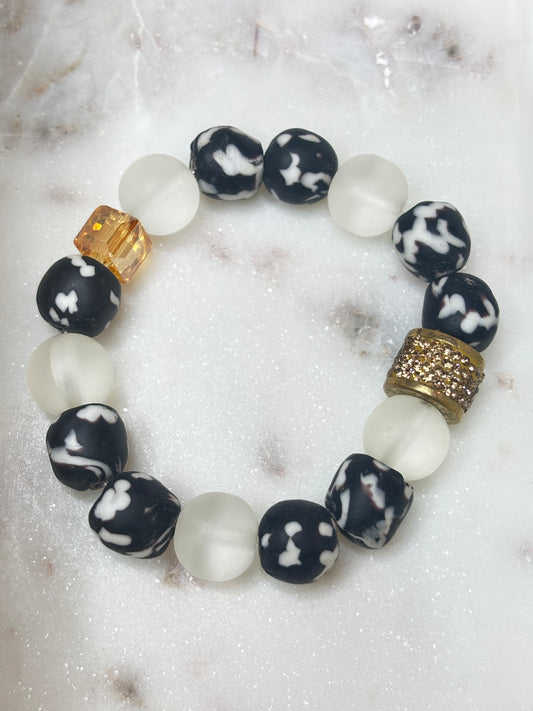 Ivory Smoke – Bespoke Krobo Bracelet