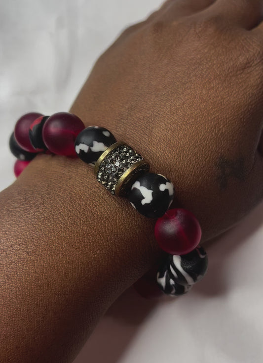 Crimson Passion – Bespoke Krobo Bracelet